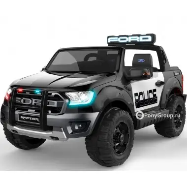 Детский электромобиль FORD RANGER RAPTOR POLICE DK-F150R (двухместный с резиновыми колесами и кожаным сиденьем)