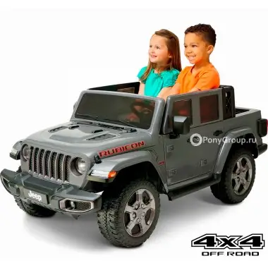 Детский электромобиль JEEP GLADIATOR RUBICON 4x4 6768R (двухместный, полноприводный 4WD с резиновыми колесами и кожаным сиденьем)