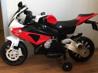 Детский мотоцикл BMW JT528 (с резиновыми колесами, кожаным сиденьем)
