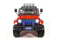 Детский электромобиль JEEP WRANGLER S2388 4x4 (полноприводный 4WD с резиновыми колесами и кожаным сиденьем)