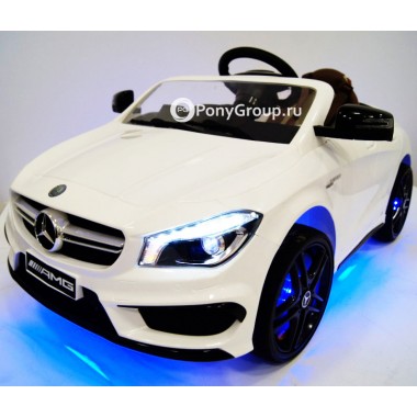 Детский электромобиль Mercedes-Benz CLA45 A777AA (с резиновыми колесами, кожаным сиденьем, подсветкой)
