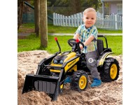 Детский электромобиль Трактор с ковшом TR007 (с резиновыми колесами и кожаным сиденьем)
